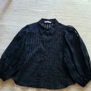 ZARA Striped Organza Blouse